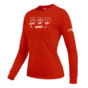 Coffee Work Wine Repeat Ladies Long Sleeve Shirt