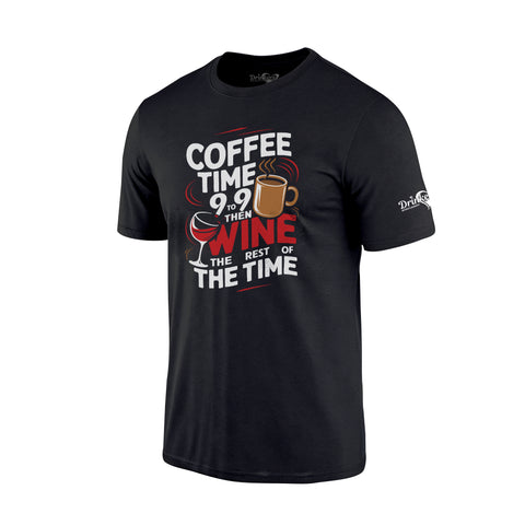 Coffee Time 9 to 9 and Wine the Rest of the Time Men's Short Sleeve T-shirt