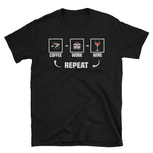 Coffee Work Wine Repeat Premium Cotton T-shirt